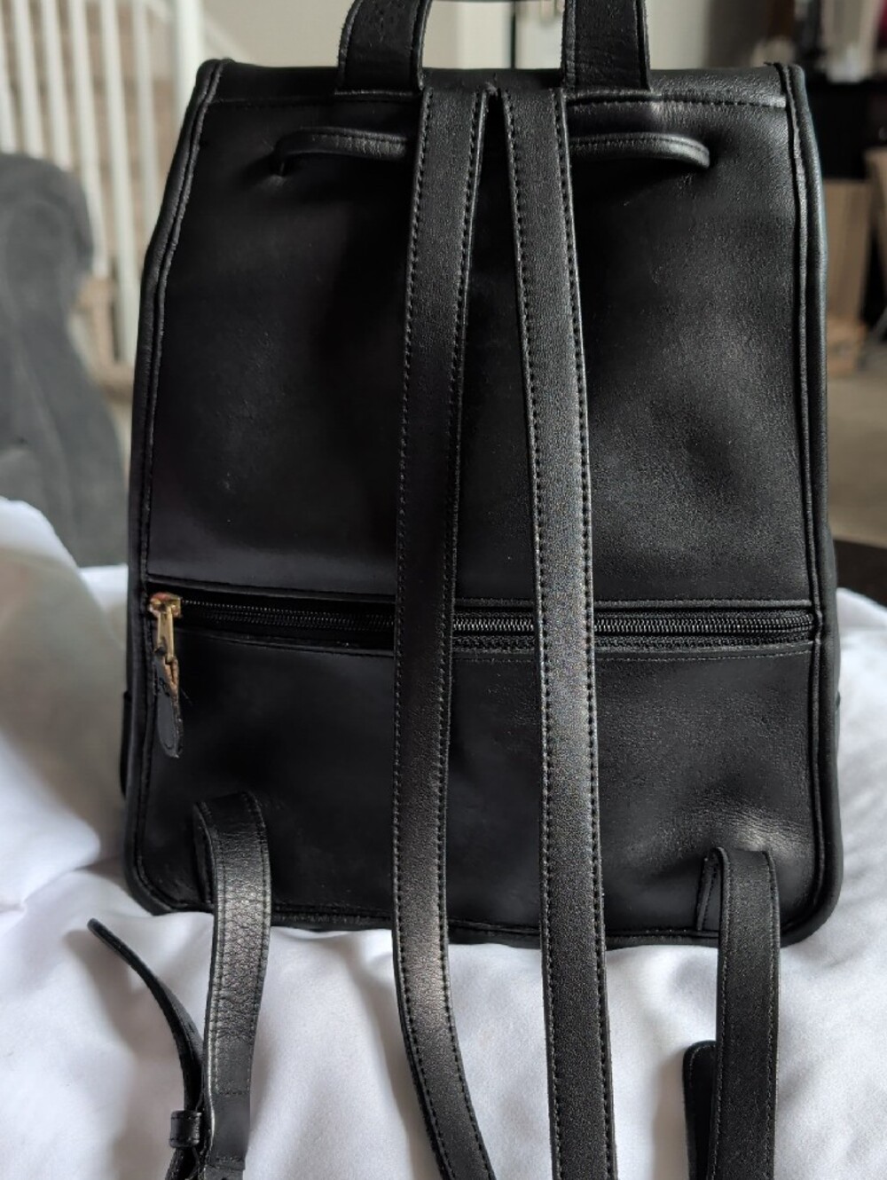 Coach Black Leather Mini Backpack with Gold Turn-Lock - Picture 2 of 6
